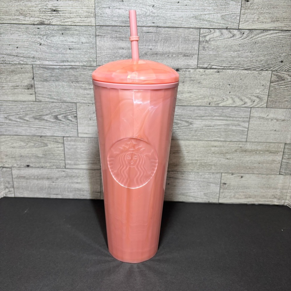 Starbucks Marble Peachy Pink Acrylic Cold Cup 24 Oz. 2021
